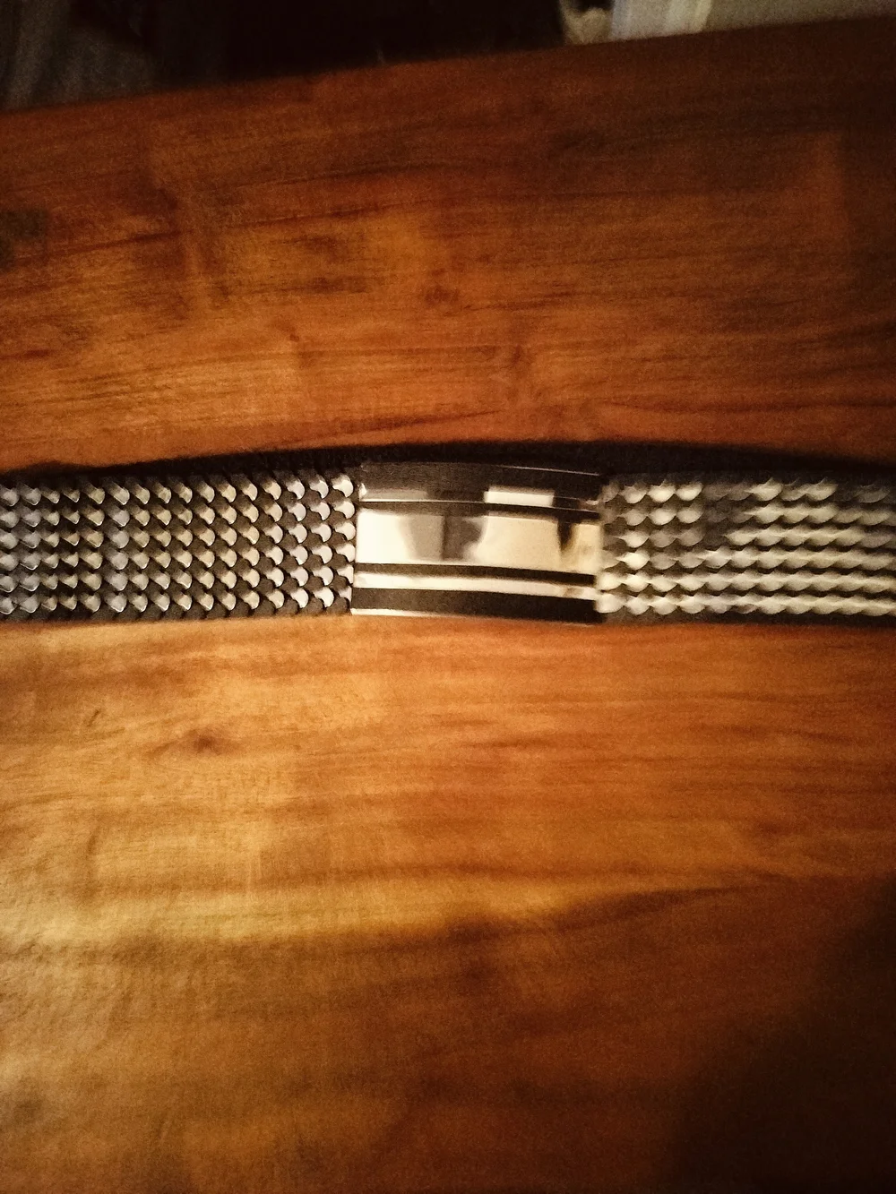 Black and White Woven Men's Belt with Silver Buckle